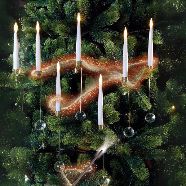 10 White Wand Controlled Magic Christmas Tree Candles with Jewel