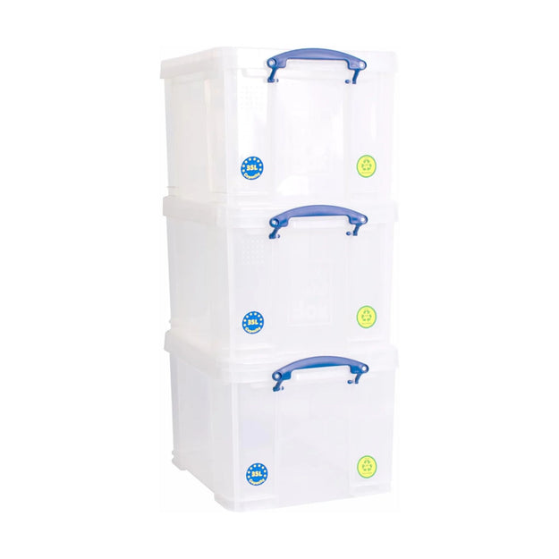 35 Litre Large Clear Strong Really Useful Christmas Storage Box with Lid