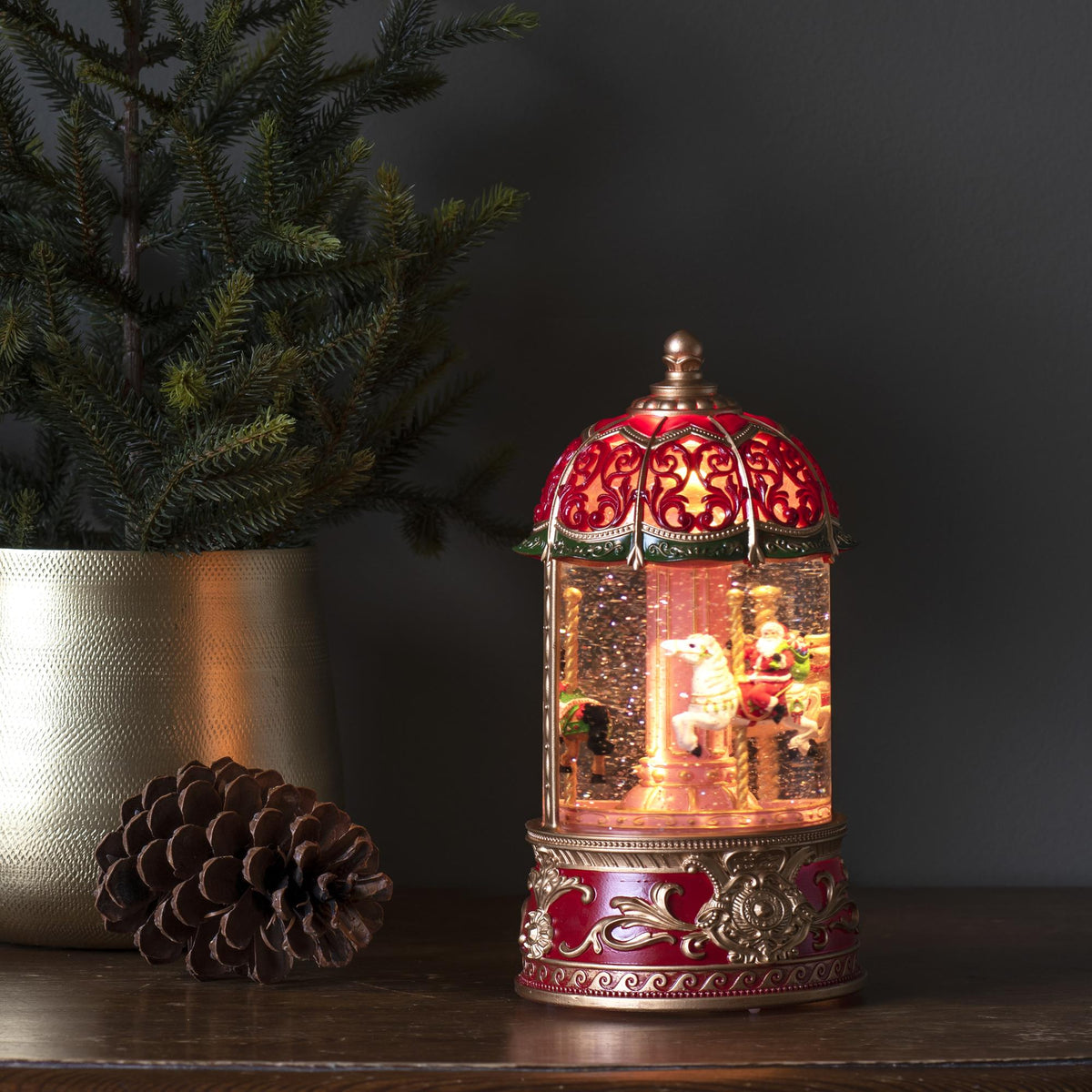 Christmas Carousel Magical Festive Water Spinner with Lights