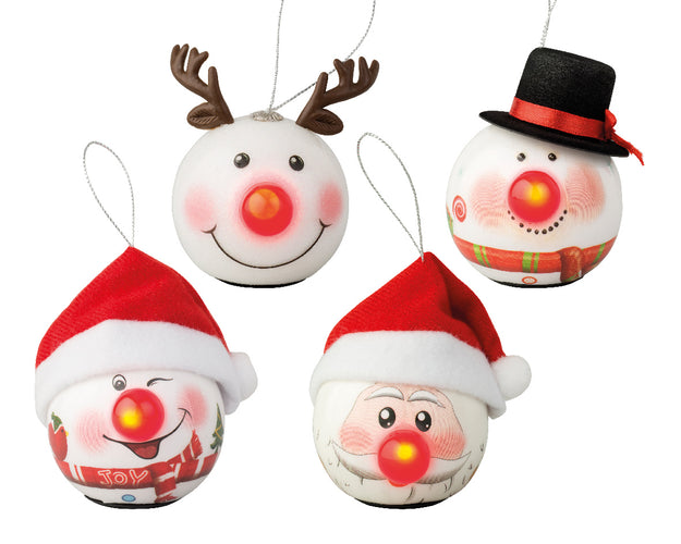 Set of 4 Light Up Novelty Christmas Bauble Characters