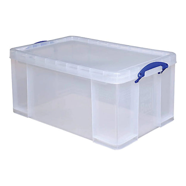 Mega Pack of 2 84 Litre and 1 64 Litre Large Clear Strong Really Useful Christmas Storage Box with Lids