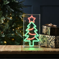 30cm Neon Christmas Tree Silhouette Display