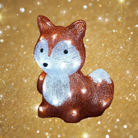 Acrylic Fox Battery Operated Lit with 30 White LEDs