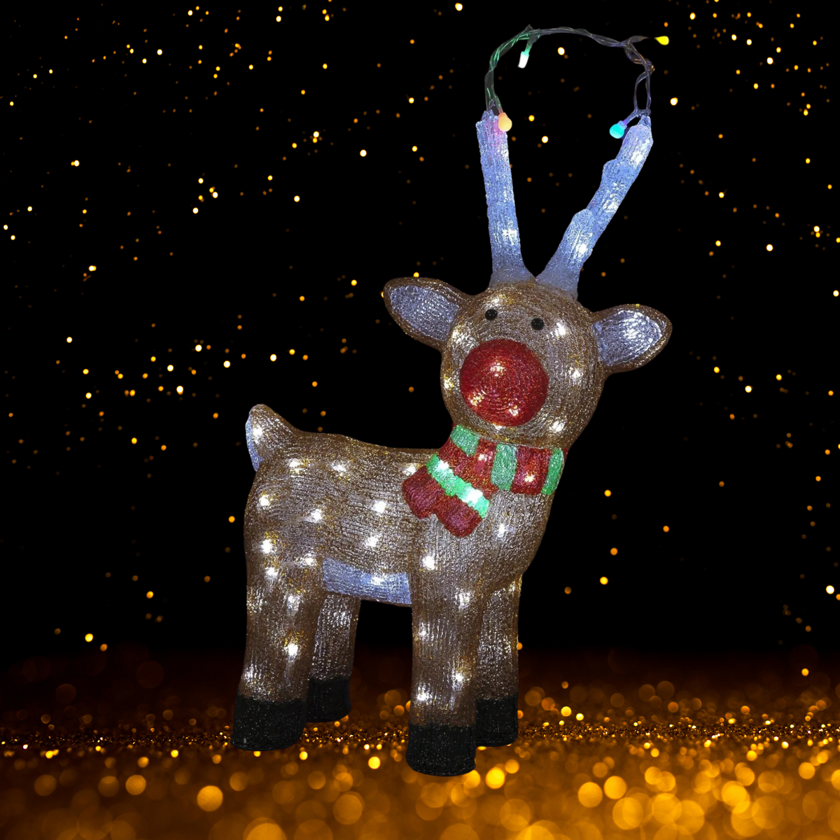 55cm Acrylic Reindeer Standing Lit with 80 White LEDs