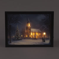 40cm Traditional Winter Church LED Lit Wall Christmas Canvas