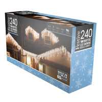 240 White Snowing Icicle Timer Lights - 5