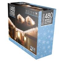 480 White Snowing Icicle Timer Lights - 5