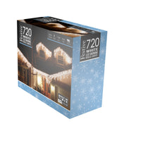 720 White Snowing Icicle Timer Lights