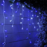 360 Blue and White Snowing Icicle Timer Lights - 4