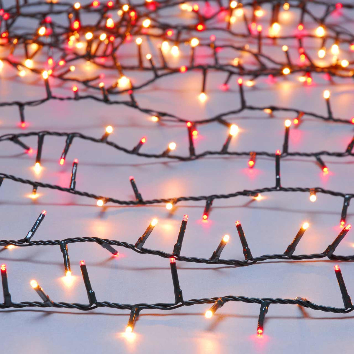 1000 Red and Warm White Firefly Twinkling Christmas Lights