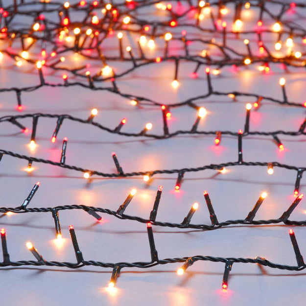 1000 Red and Warm White Firefly Twinkling Christmas Lights