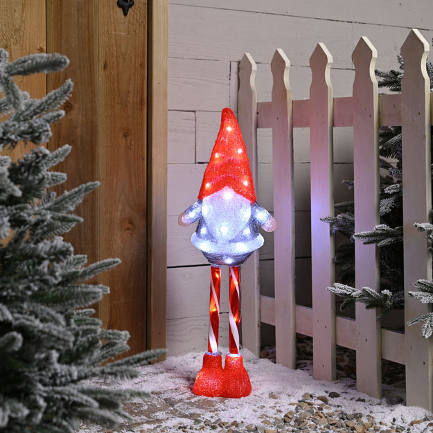 70cm Lit Christmas Acrylic Gonk with Candy Cane Legs with 40 White LED's