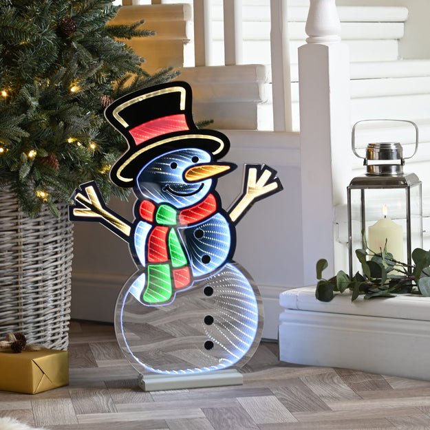 60cm Snowman with Classic Hat and Scarf Christmas Infinity Light