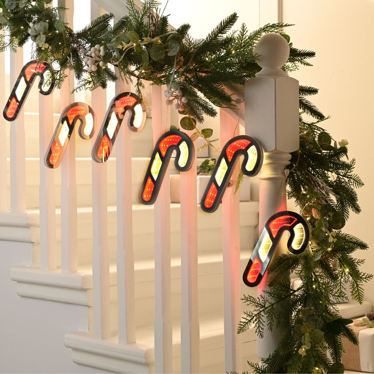 175cm Infinity Light Christmas Candy Cane Hanging Garland