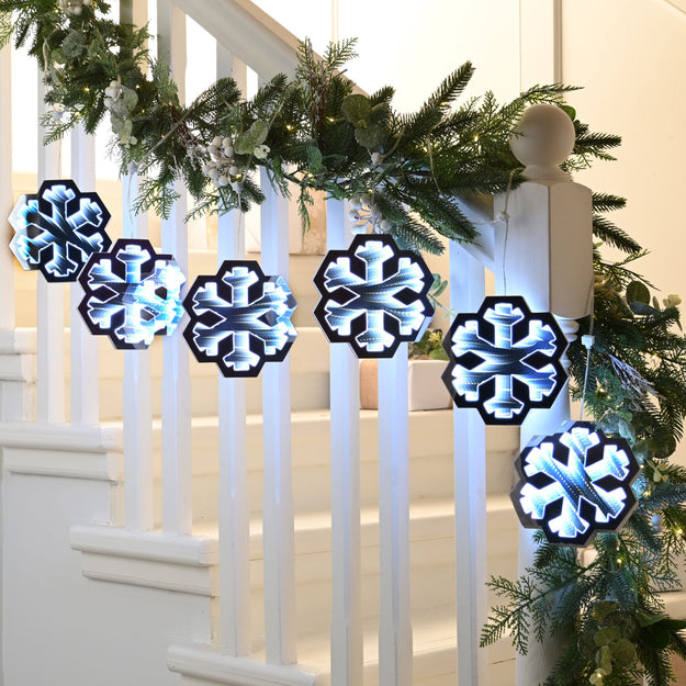 175cm Infinity Light Christmas Hanging Snowflakes Garland