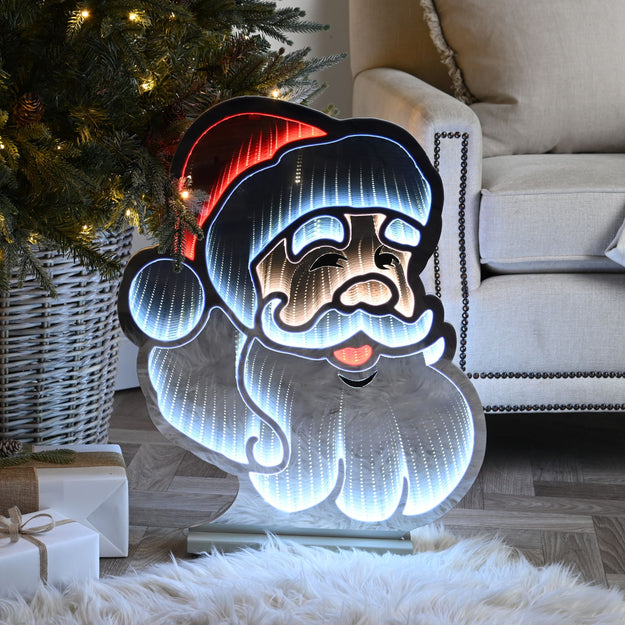 60cm Jolly Santa Face Christmas Infinity Light