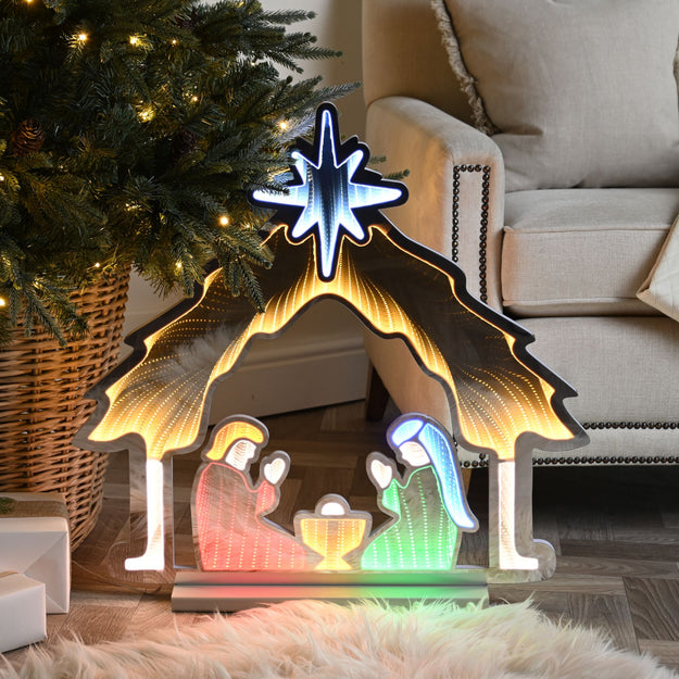 65cm Magical Nativity Scene Christmas Infinity Light