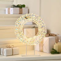 45cm Warm White Micro LED Standing Star Shimmer Wreath