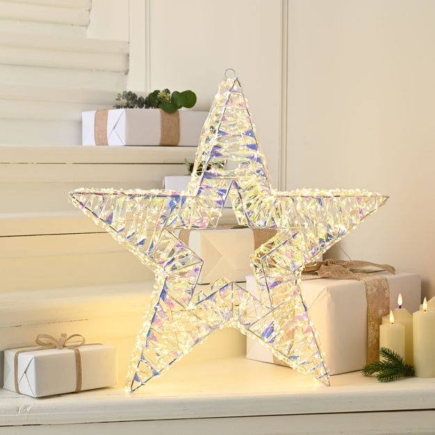 60cm Warm White Micro LED Standing Shimmer Star with 1440 Lights