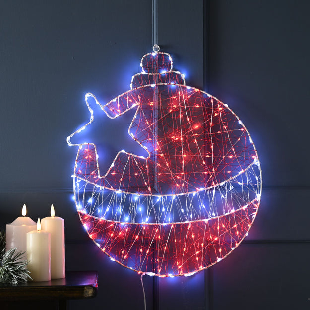 50cm Red Christmas Bauble Dewdrop Wall Light Silhouette with 240 LED's