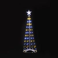 1.8m Warm White and White Tree Cone with 154 Multi Function LED Lights - 2