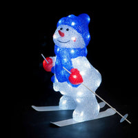 Large Acrylic Skiing Snowman With 48 Ice White LEDs - 2