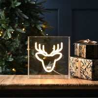 23cm Neon Christmas Reindeer Silhouette Display