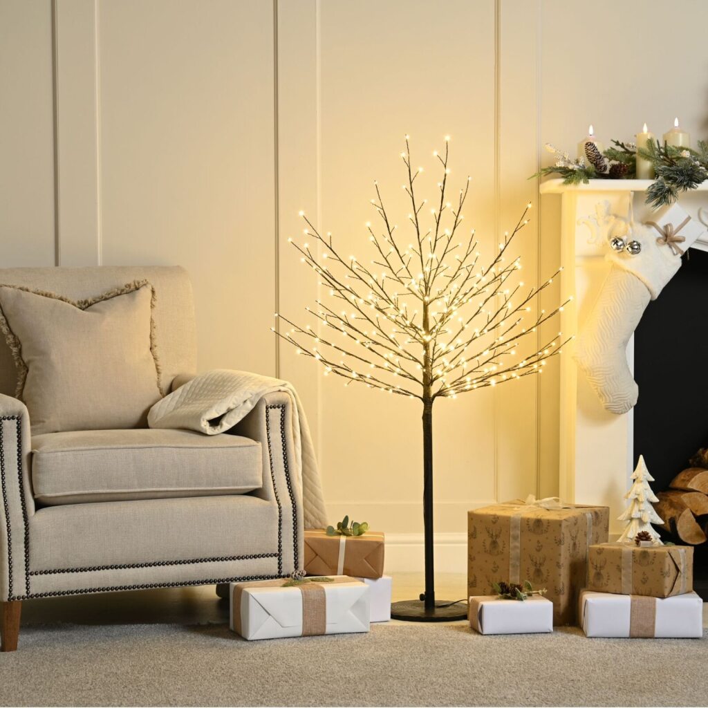 6ft Christmas Black Topiary Tree with 580 Warm White LEDs