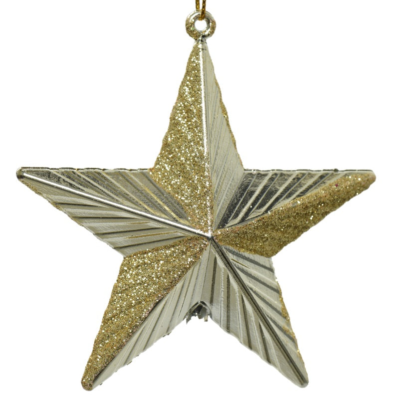 Gold Glitter Shatterproof Christmas Tree Star Decoration