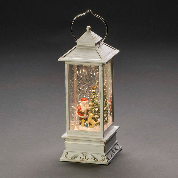 Christmas Lantern Water Spinner with Santa and Dog Scene