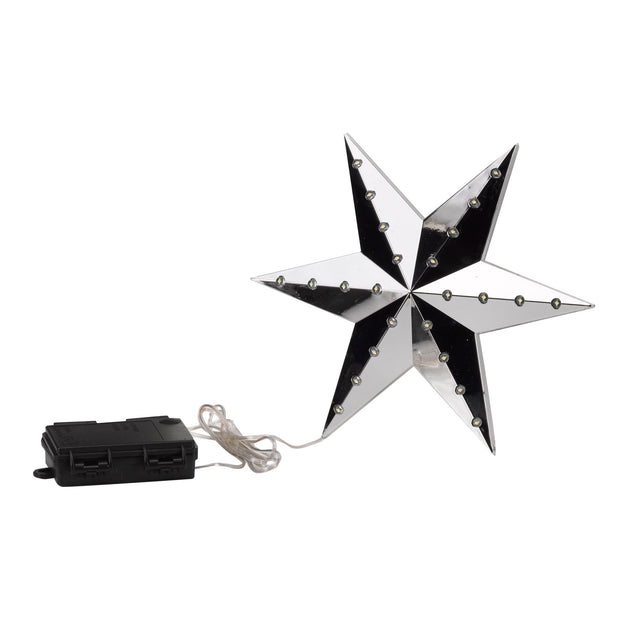 Hanging Silver Shooting Star LED Lit Decoration