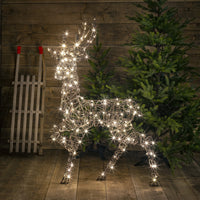 1.35m Brown Wicker Standing Richmond Stag with Warm White LEDs - 4
