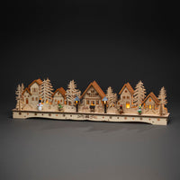 LED Lit Wooden Village Christmas Street Scene Dual Power - 2