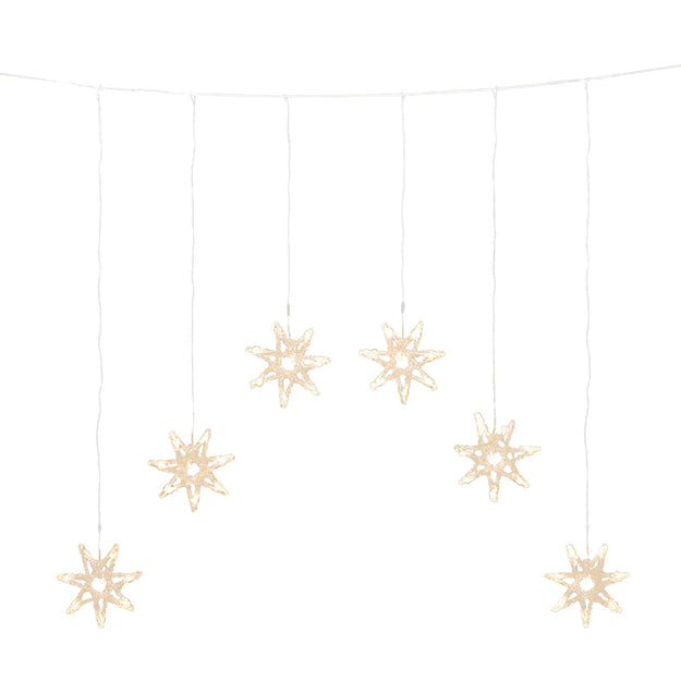 6 Warm White LED Acrylic Curtain Star Window Lights