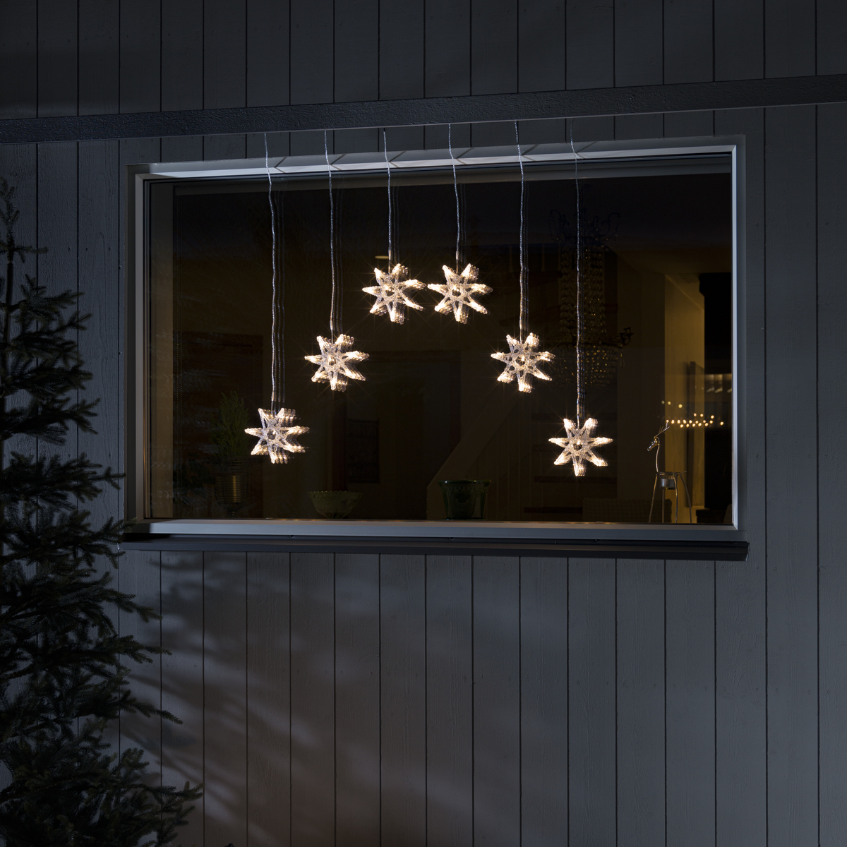 6 Warm White LED Acrylic Curtain Star Window Lights