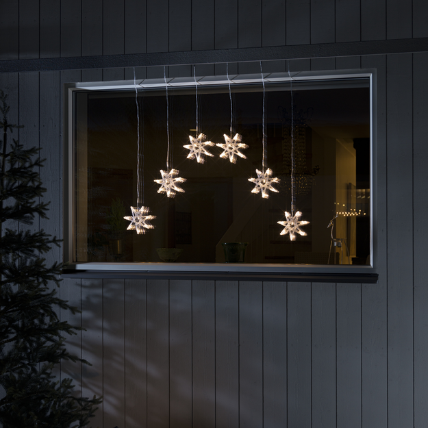 6 Warm White LED Acrylic Curtain Star Window Lights