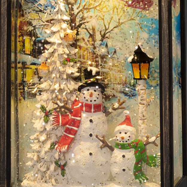 Wintry Christmas Snowman Scene Magical Water Spinner