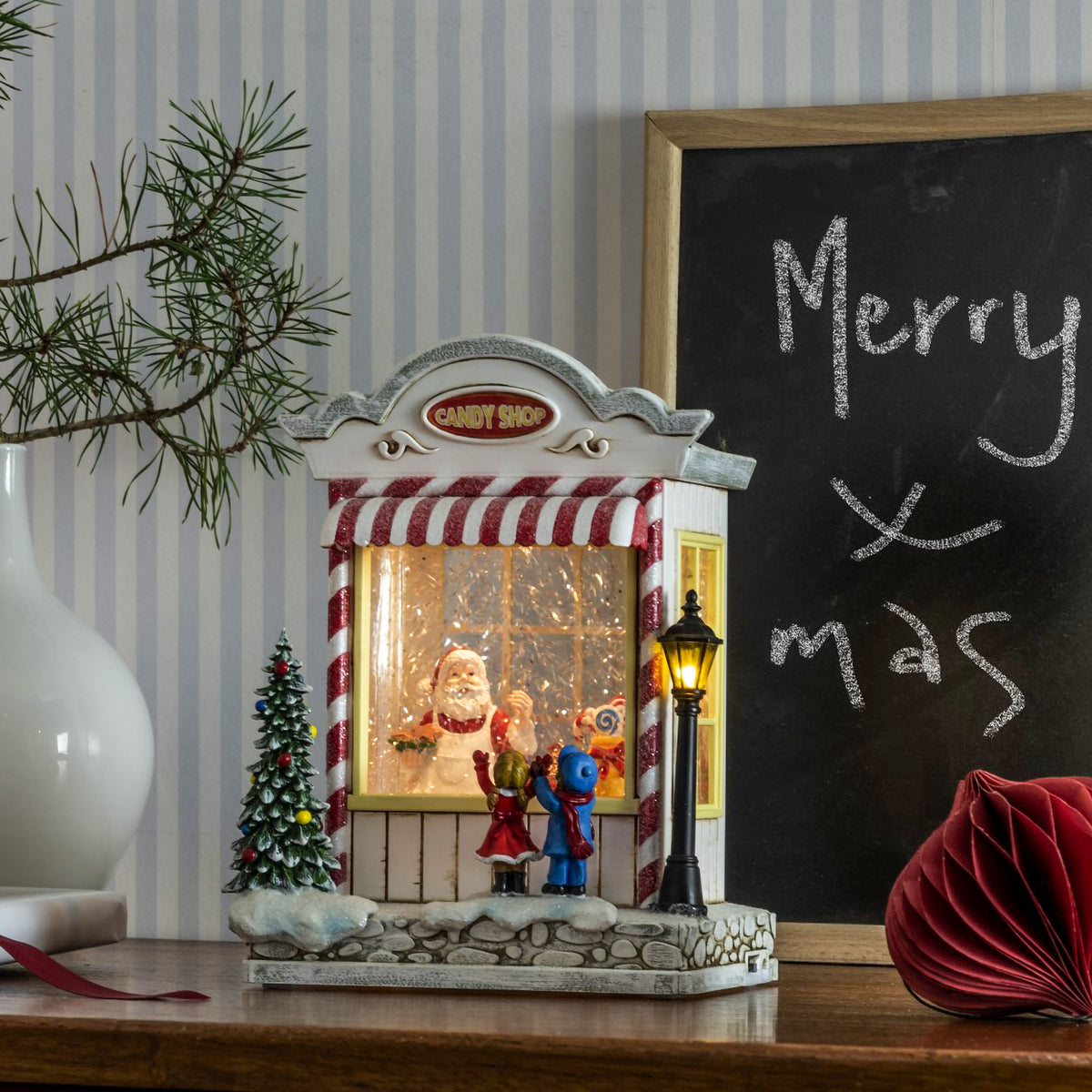 Christmas Candy Shop with Santa and Children Water Spinner