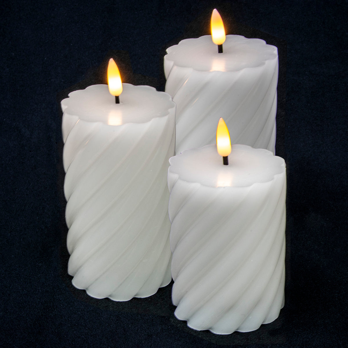 3 Pack Swirl Design Flicker Flame LED Battery Candles