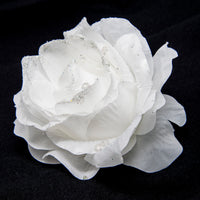 White Rose with Glitter Clip Dec 14cm - 2