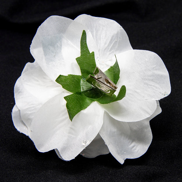 White Rose with Glitter Clip Dec 14cm