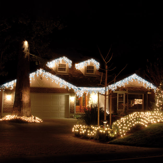 720 Blue and White Snowing Icicle Timer Lights