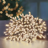 200 Warm White Supabrights Multi Action LED String Lights on Clear Cable with Timer