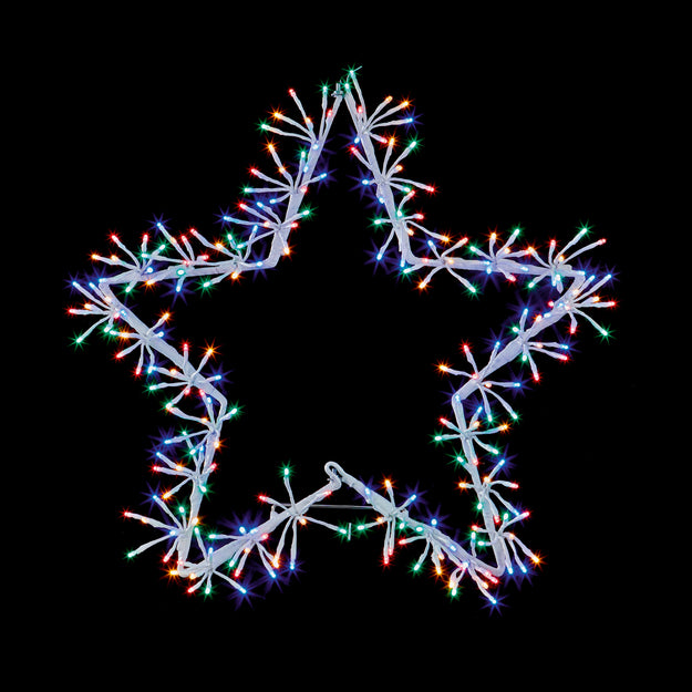 60cm White Star Cluster Silhouette with Multi Coloured LEDs