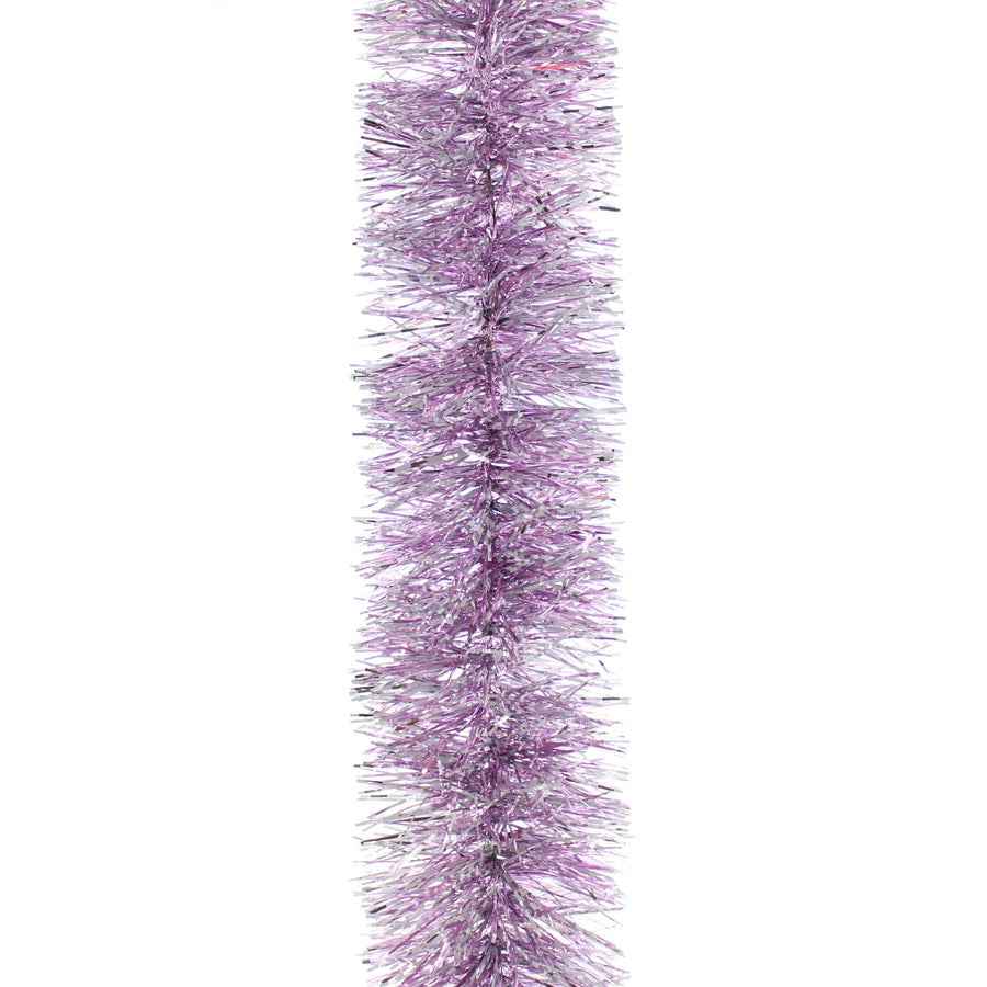 200cm x 10cm Pink Silver Stripe Tinsel