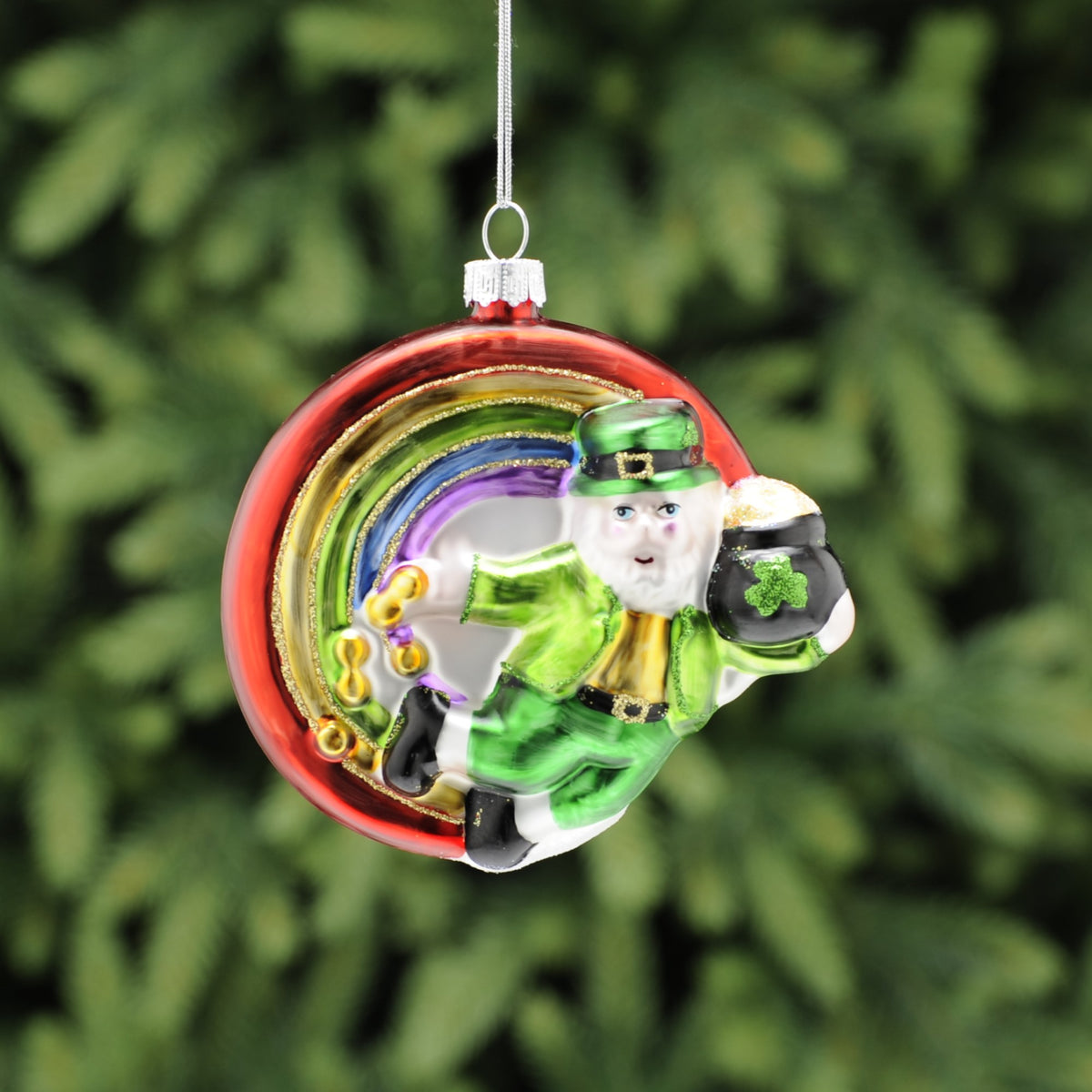 Irish Leprechaun with Rainbow Tree Decoration