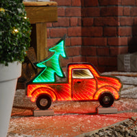 40cm Magical Red Truck and Christmas Tree Infinity Light