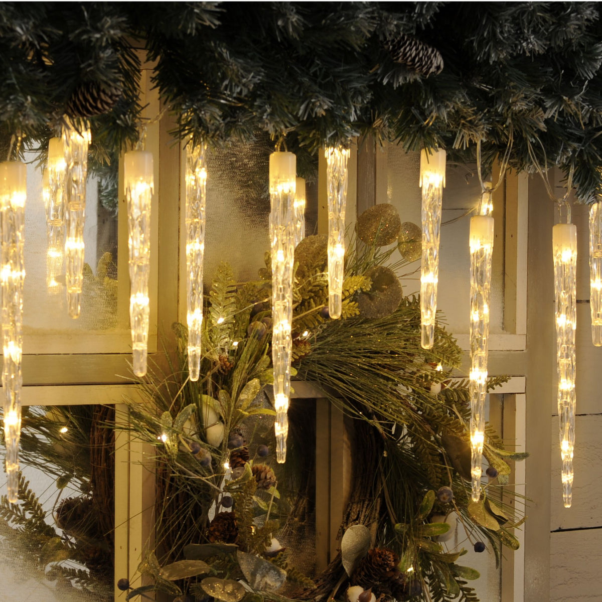 24 Colour Changing Icicle Lights White to Warm White